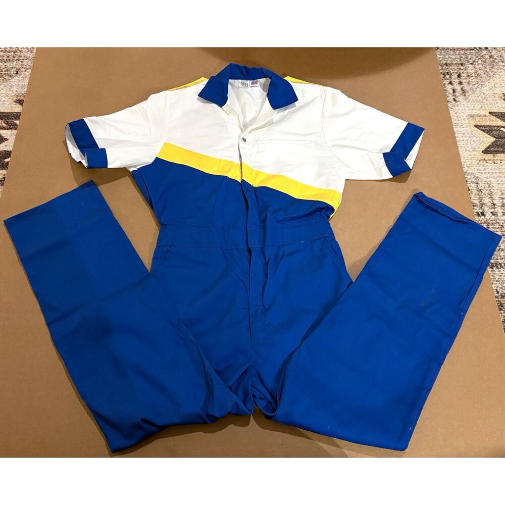 DANOC Mechanic Coveralls Jumpsuit Zip Front Short Sleeve Twill Made USA SUZUKI